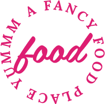 Circular logo of 'Yummm a fancy food place - food' in magenta